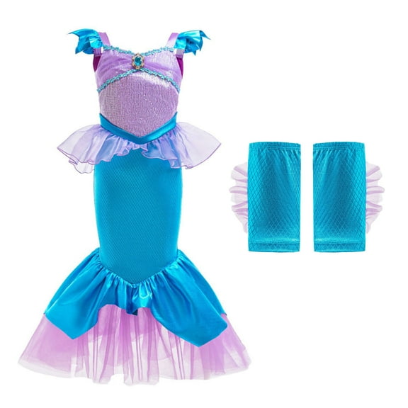 Little Girls Princess Mermaid Costume Set Halloween Fancy-Dress, Size 3-4T