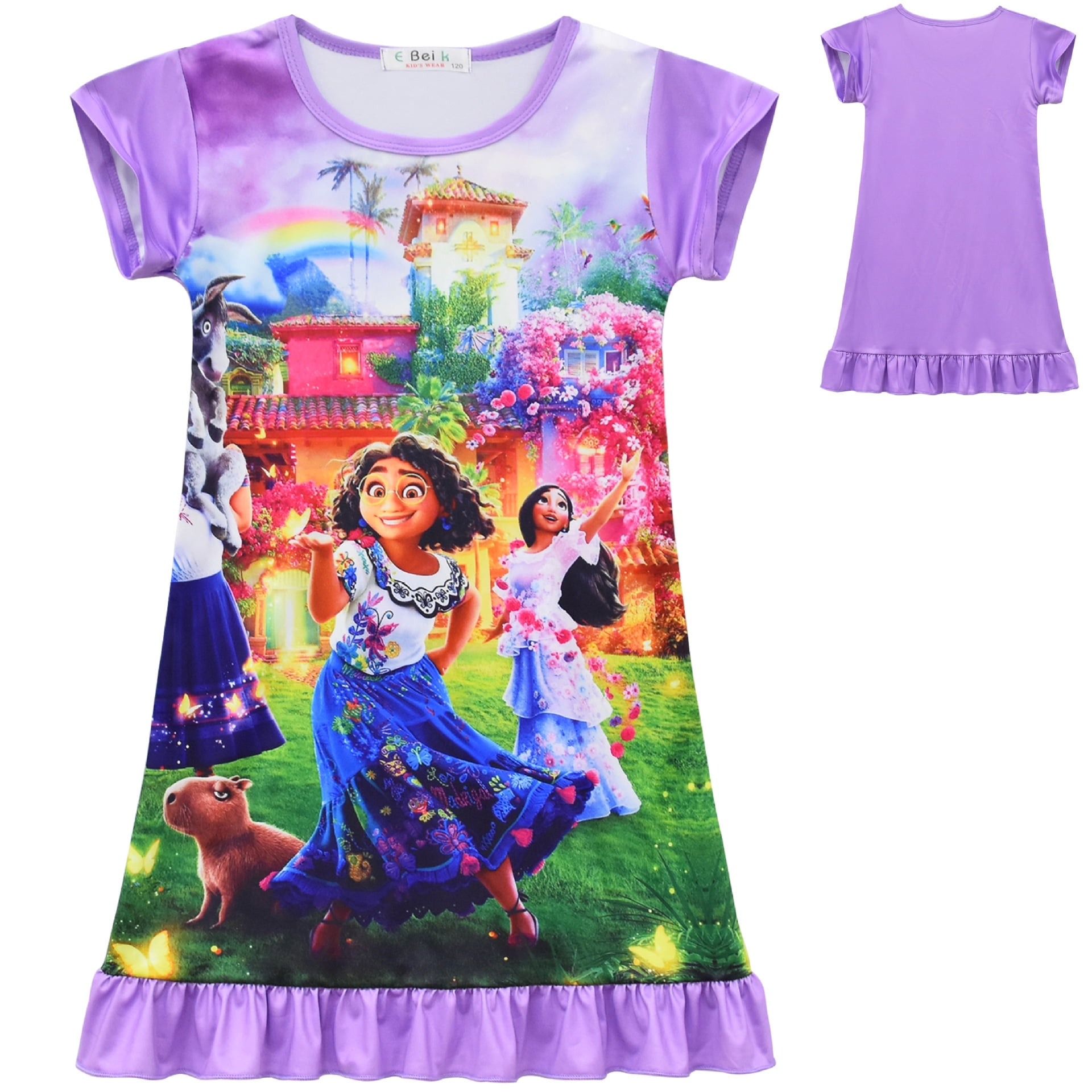 Little Girls Princess Nightgown Dress Cartoon Printed Nightdress