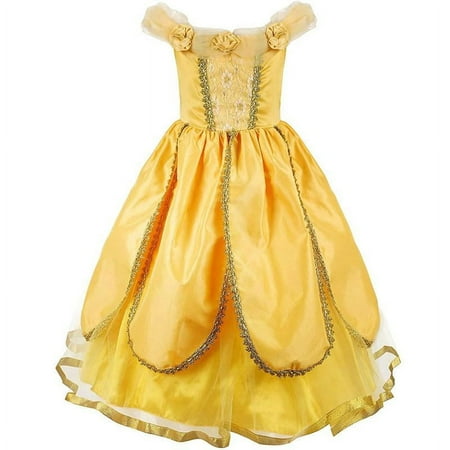 Little Girls Princess Off Shoulder Layered Costume Dress