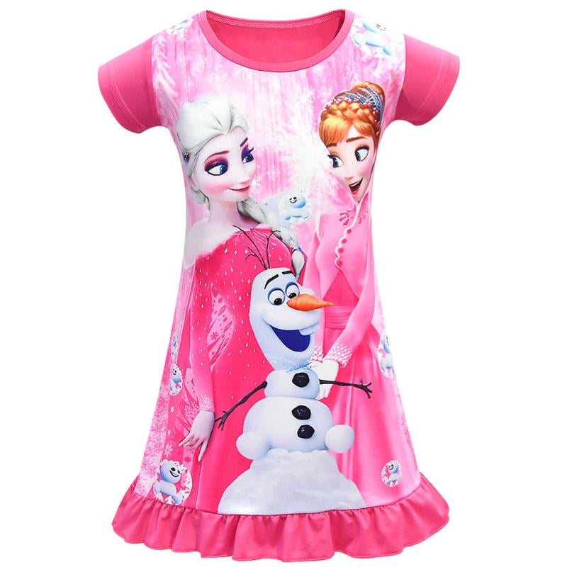 Little Girls Princess Pajamas Nightgown Toddler Printed Nightdress ...