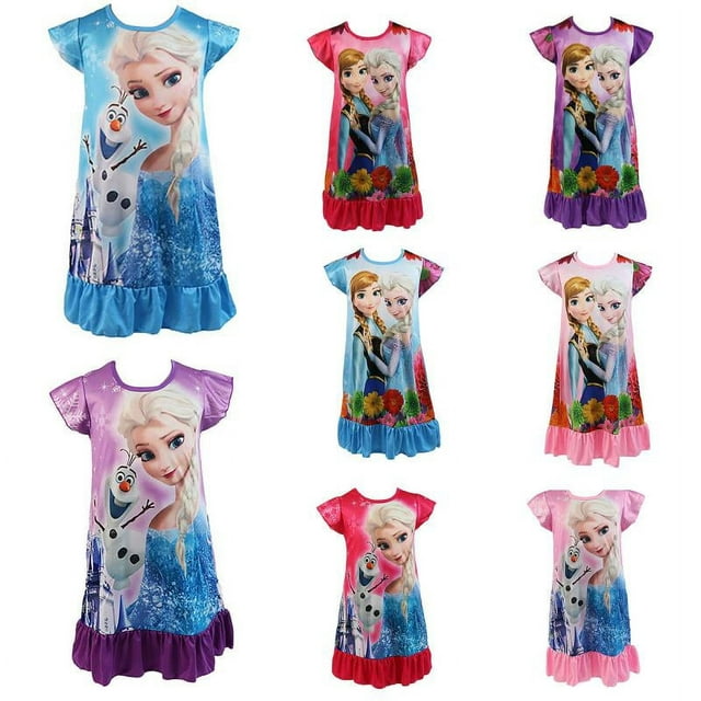 Little Girls Princess nightdress sleepwear Elsa Nightgown Toddler ...
