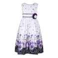 thumbnail image 1 of Little Girls Purple White Floral Print Party Dress 4, 1 of 7