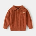 thumbnail image 1 of Little Girls Red Cable Knit Cotton Sweater (5 Years) - Half Zip Polo Collar, Soft Breathable, Preppy Style for School & Casual Daily Wear, 1 of 7