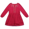 thumbnail image 1 of Little Girls Red Cotton Ethnic Floral Embroidered Dress 3/4, 1 of 7