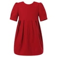 thumbnail image 1 of Little Girls Red Pleat Details Elegant Dress 5, 1 of 7