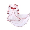 thumbnail image 1 of Little Girls Red White Floor Length Tail Layer Bridal Dress 4, 1 of 2