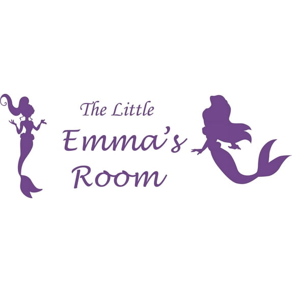 The Little Girls Room Mermaid Customized Wall Decal - Custom Vinyl Wall Art - Personalized Name - Baby Girls Boys Kids Bedroom Wall Decal Room Decor Wall Stickers Decoration Size (15x30 inch)