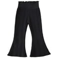 thumbnail image 1 of Little Girls School Uniform Pants Knit High Waist Flare Leg Winter Warm For Kids Korean Style Comfortable Stretchy Soft Everyday Outfit Bell Bottom Trousers Casual Retro Size 7-8T, 1 of 7