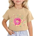 thumbnail image 1 of Little Girls Shirts 10-12 Casual Loose Short Sleeve Cute Cartoon Print Tee Shirt Soft Comfy Beach Wear Summer Clothes(Cute, Khaki, 5-6 Years), 1 of 4