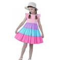 thumbnail image 1 of HILEELANG Girls Princess Cartoon Jersey Cotton Color Block Dress, Multi-Color, Sizes 2T-12, 1 of 5
