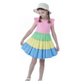 thumbnail image 1 of HILEELANG Girls Cotton Color Block Dress – 100% Soft Cotton Summer Sundress with Ruffle Sleeves, Multi-Color, Sizes 2T-12, 1 of 5