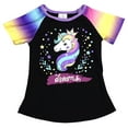 thumbnail image 1 of Little Girls Short Sleeve Rainbow Sleeve Unicorn Party Summer Top T Shirt Tee Black 3T S (P201487P), 1 of 2