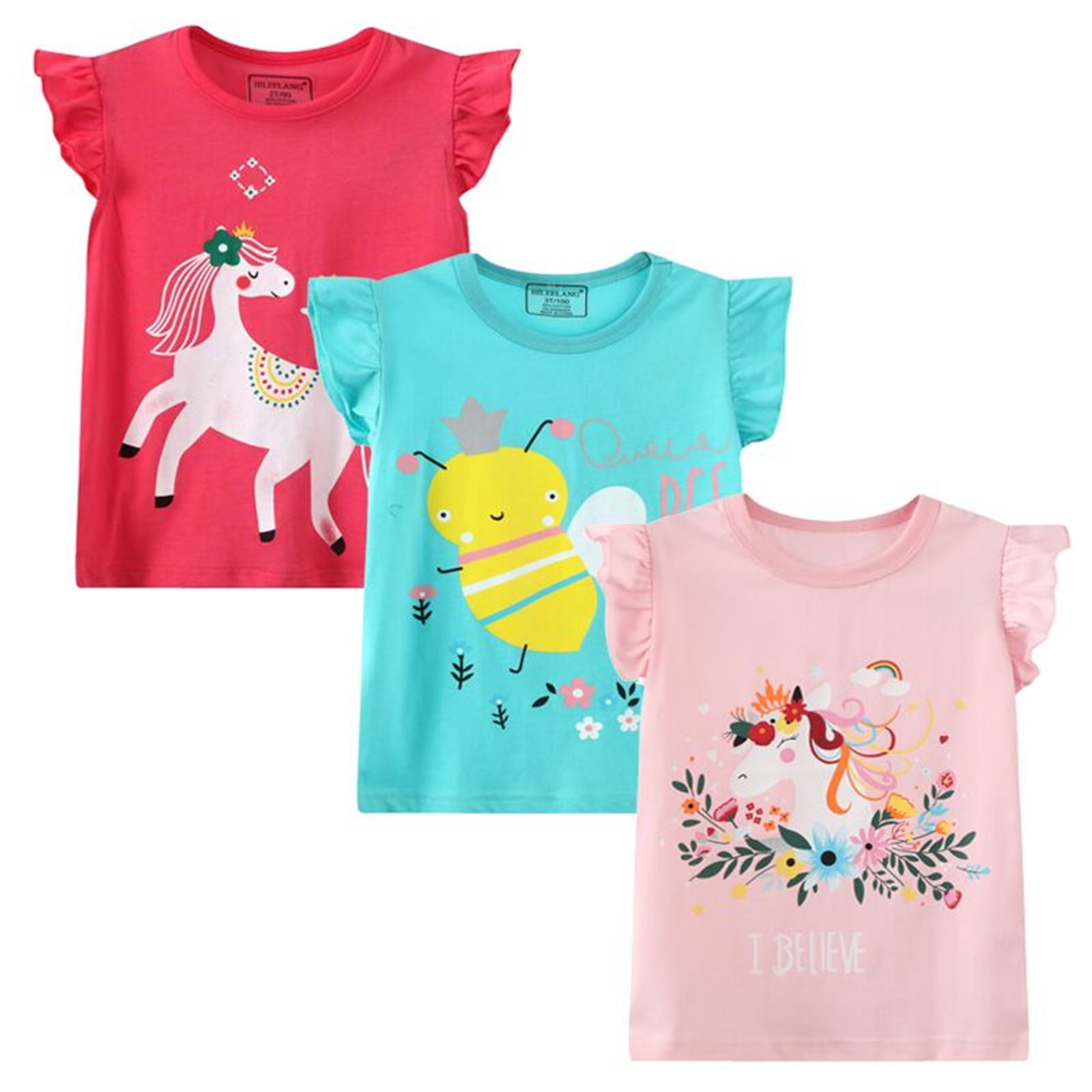 Girls White Typographic Printed Short Sleeves T-Shirt With Wide-leg Pants Sets main image 0