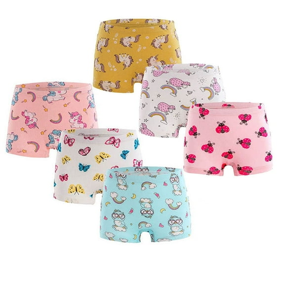 Little Girls Shorts Panties Boyshort Briefs 6 Pack Soft 100% Cotton Underwear Toddler Undies 2-10 Years