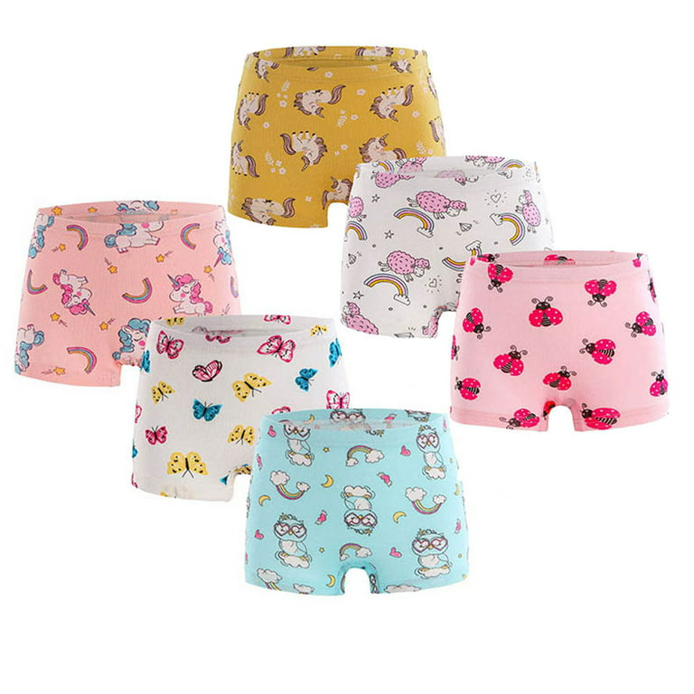 Girls Underwear Soft Cotton Boyshort Kids Panties 4 Pack (4-6X, D)