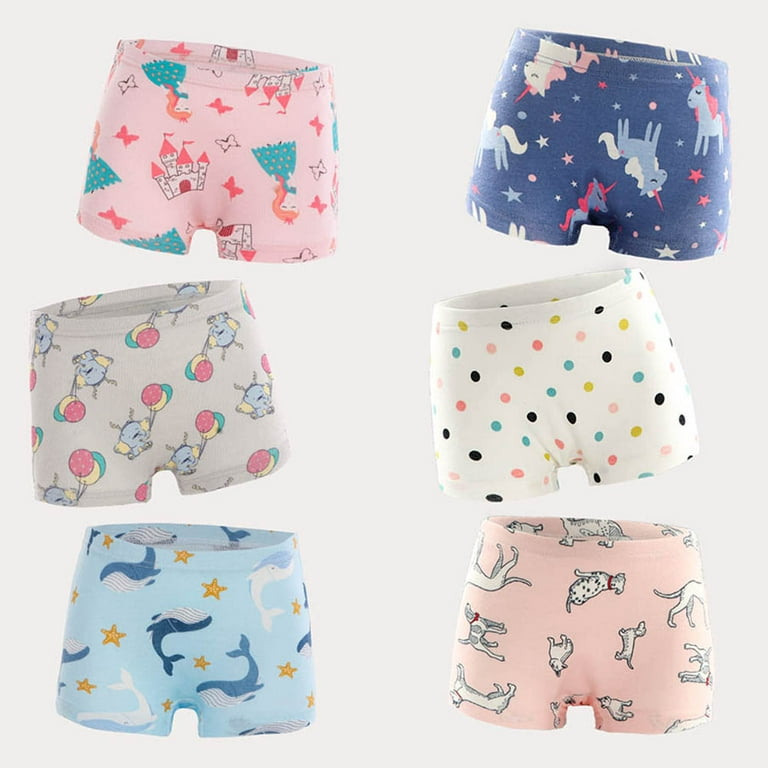 Little Girls Shorts Panties Boyshort Briefs 6 Pack Soft 100% Cotton  Underwear Toddler Undies 2-10 Years 