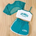 thumbnail image 1 of Little Girls Shorts Set Outfits Set Sleeveless Matching Sets Summer 3 Piece Set Loose Fit Top Shorts Combo For Outdoor Activities Comfortable Breathable Playwear Clothes Set Green 7-8 Years, 1 of 9