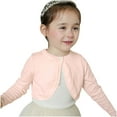 thumbnail image 1 of Little Girls Shrug Cardigan Knitted Long Sleeve Solid Cropped Sweater for Dress Cover Up Toddler Crew Neck Tops, Pink, 5 Years, 1 of 7