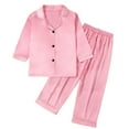 thumbnail image 1 of Little Girls Silk PJS Short Sleeve Button Down Top Pants Girls Summer Pajamas PJS for Girls Size 4T, 1 of 5