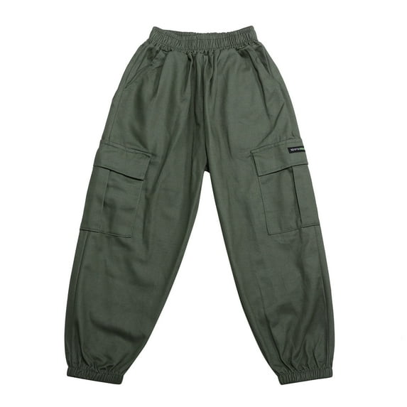 Little Girls Size 7 Boys Kids Summer Casual Fashion Cargo Pants Solid Color Loose Sweatpants Trousers for Sports Activewear Green, 140