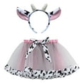 thumbnail image 1 of Little Girls Skirts Cow Print Mesh Party Performance Ballet Dance Tulle Tutu Skirt With Headband 2 Pcs Set Child Girl's Cute Casual Skirt, 1 of 3