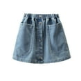 thumbnail image 1 of Little Girls Skirts Denim Kids Casual Stretch Waist Mini With Front Pockets Fall Dress Size 7-8T, 1 of 9