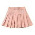 thumbnail image 1 of Little Girls Skirts School Solid Color Pleated Mini Skirt With Bulit-In Shorts Casual Skater Skirt, 1 of 3