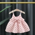 thumbnail image 1 of Little Girls Sleeveless Dress Cute Summer Sundress Girls Summer Sleeveless Bow Checkerboard Dress Princess Dress Pink 12-18 Months, 1 of 8