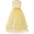 thumbnail image 1 of Little Girls Sleeveless Dress Lace Trim Flowers Corsage Rhinestone Easter Flower Girl Dress Yellow 4 (C50C25C), 1 of 3
