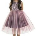 thumbnail image 1 of Little Girls Sleeveless Floral Tulle Christmas Holiday Party Flower Girl Dress Mauve Purple Size 6  (K446D), 1 of 2
