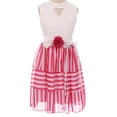 thumbnail image 1 of Little Girls Sleeveless Lace Bodice Stripe Chiffon Easter Flower Girl Dress USA Hot Pink 4 (2J1K1S1), 1 of 4
