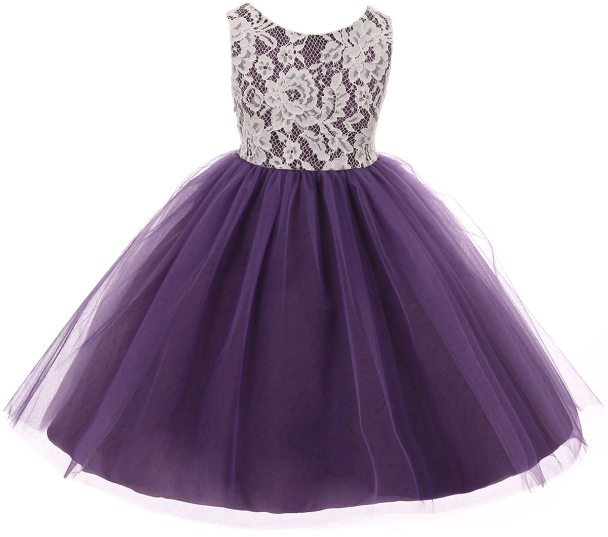 Floral Purple Sleeveless Girls' Party Dress main image 1