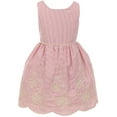thumbnail image 1 of Little Girls Sleeveless Stripe Pearl Floral Easter Summer Flower Girl Dress USA Pink 2 (2J1K1S0), 1 of 3
