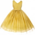 thumbnail image 1 of Little Girls Sleeveless V Neck Glitter Tulle Overlay Princess Flower Girl Dress Yellow 4, 1 of 2