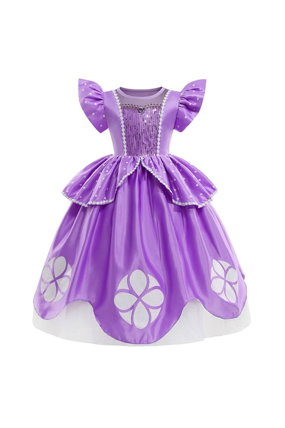 Little Girls Sofia Princess Costume Birthday Christmas Party Halloween Cosplay Fancy Dress Up Outfits wtih Accessories