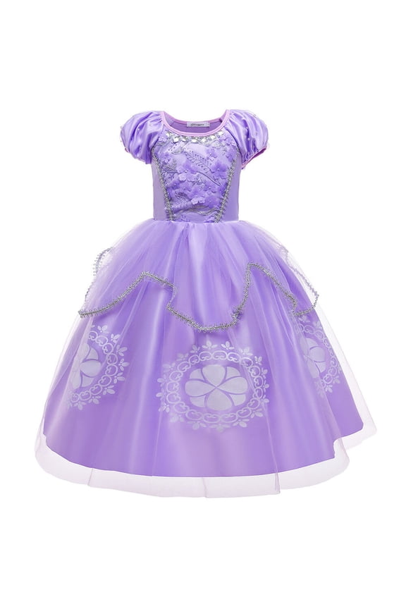 Little Girls Sofia Princess Costume Birthday Christmas Party Halloween Cosplay Fancy Dress Up Outfits