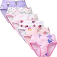 thumbnail image 1 of Little Girls Soft Cotton Underwear Briefs, Uccdo Kids Toddlers Padded Panties Undies, Pack of 6, 3-12T, 1 of 8