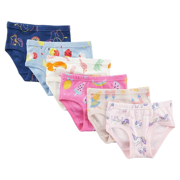 Little Girls Soft Cotton Underwear Toddler Girls' Briefs Breathable Comfort Panties Undies, 3-10T, 6 Pack