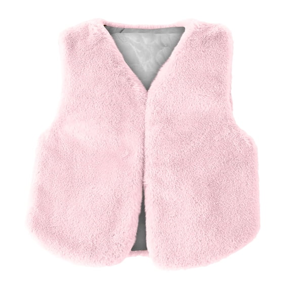 Little Girls Solid Faux Fur Vest Fall Fashion Sleeveless Fuzzy Jacket