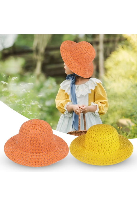 Little Girls Straw Sun Hat Summer Beach Cap Foldable Wide Brim Easter Princess Toddler Easter Bonnet Straw Hat