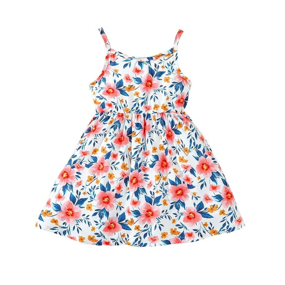 Little Girls Summer Clothes 6T Little Girls Sleeveless Dress 6T Girls Suspender Floral Dress
