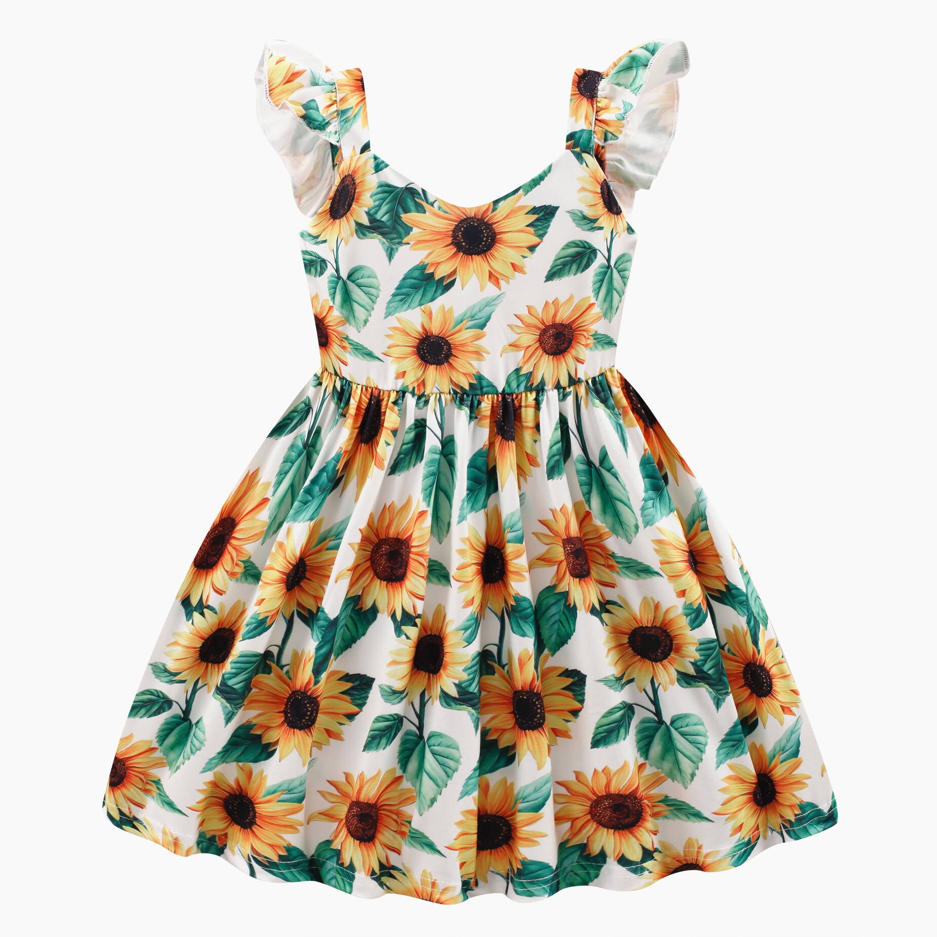 Cute Snakes Floral Girls Summer Dress - Sleeveless Toddler Dress For Kids 2T-8Y, 95% Cotton Casual Outfit