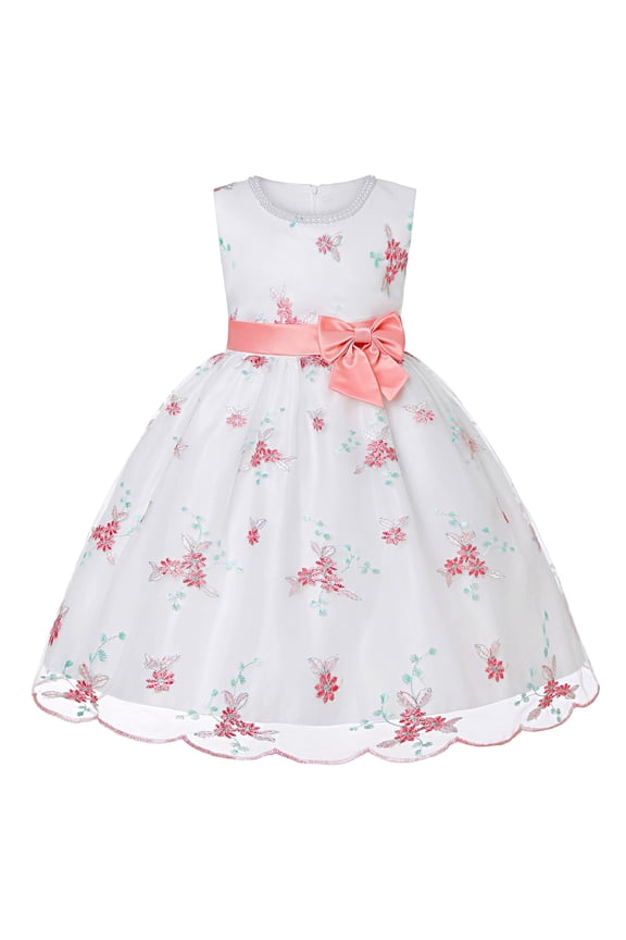 Little Girls Summer Embroidered Mesh Princess Pageant Dress Q573 Size 5-12