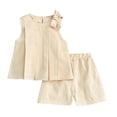 thumbnail image 1 of Little Girls Summer Outfits Toddler Baby Girl Clothes Summer Outfit Bows Ruffle Vest Shirts + Ruffled Short Set 12 18 24 Month 2T 3T, 1 of 8