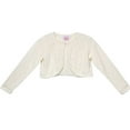 thumbnail image 1 of Little Girls Sweater Style Knit Cotton Bolero Pearl Jacket Ivory Size S (2-4), 1 of 4