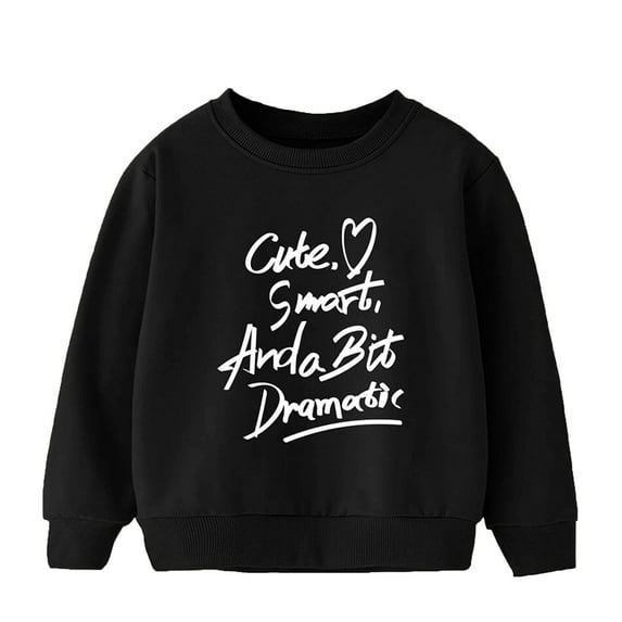 Little Girls Sweatshirts Boys' Long Sleeves Warm Letter Printed Casual Thick Crewneck Children's Wear Cute Pullover Tops Clothes for Girls Size 6-7T