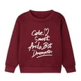 thumbnail image 1 of Little Girls Sweatshirts Boys' Long Sleeves Warm Pullover Letter Printed Casual Thick Crewneck Children's Wear Tops for Girls Size 6-7T, 1 of 7
