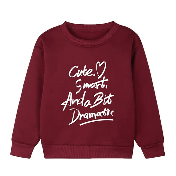 Little Girls Sweatshirts Boys' Long Sleeves Warm Pullover Letter Printed Casual Thick Crewneck Children's Wear Tops for Girls Size 6-7T