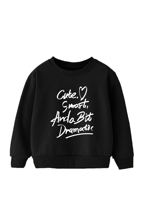 Little Girls Sweatshirts Boys' Long Sleeves Warm Pullover Letter Printed Casual Thick Crewneck Children's Wear Tops for Girls Size 8-9T
