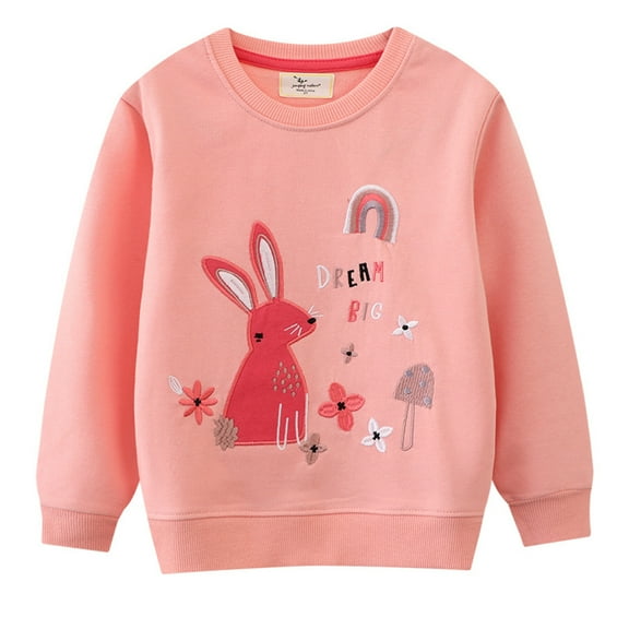 Little Girls Sweatshirts Kids Baby Spring Fall Animal Print Cotton Casual Crew Neck Long Sleeve Pullover Sweater Shirt Tops for Girls Size 5-6T